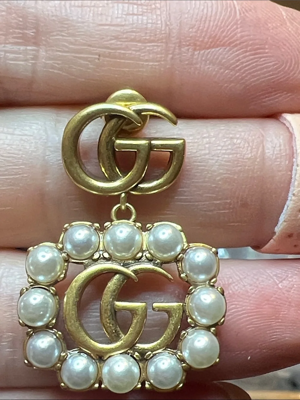 Gold-Tone Pearl Drop G Logo Earrings
